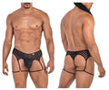 CandyMan Mesh Garter Thongs - Black