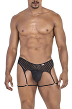 CandyMan Mesh Garter Thongs - Black