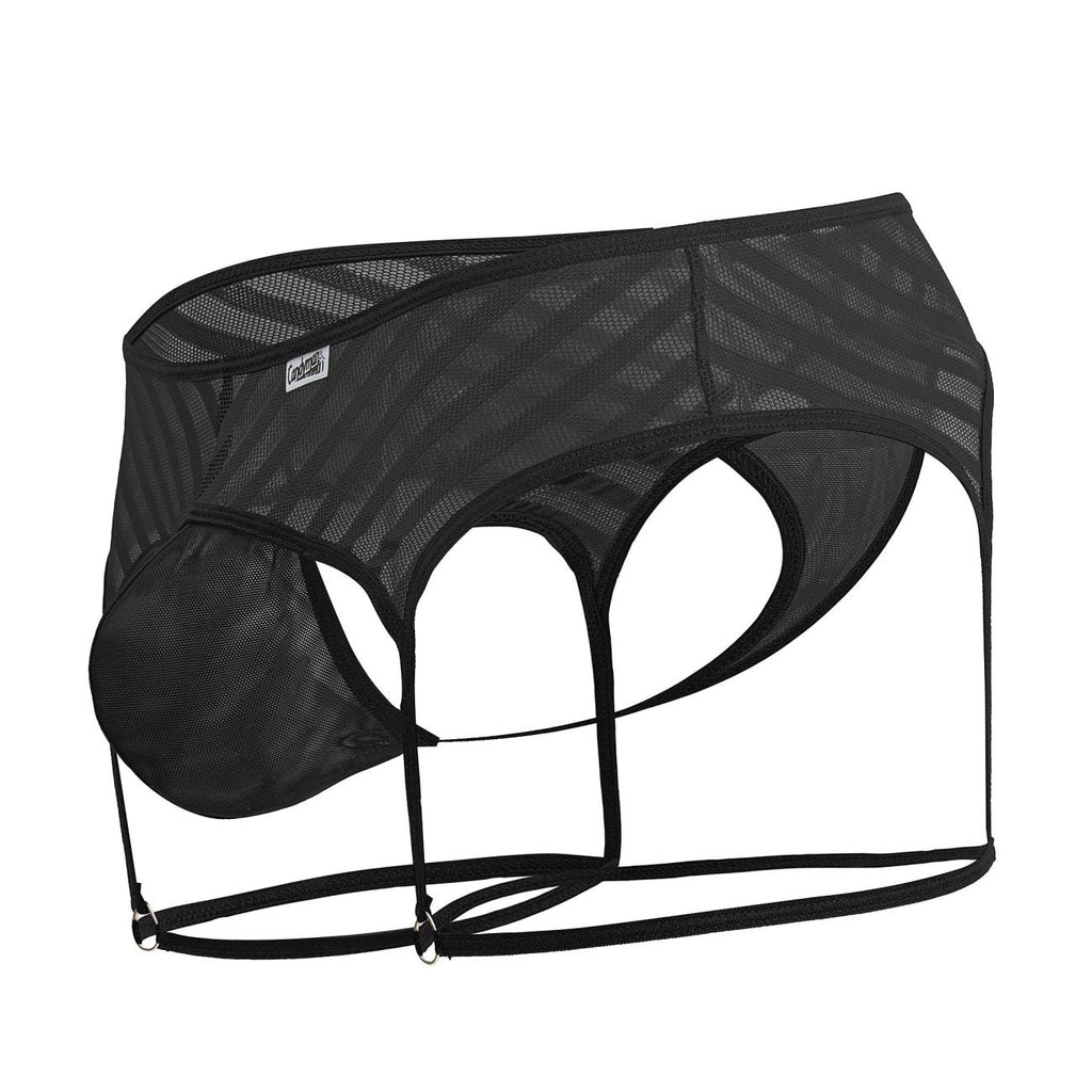 CandyMan Mesh Garter Thongs - Black