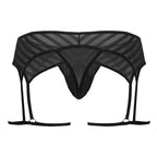 CandyMan Mesh Garter Thongs - Black