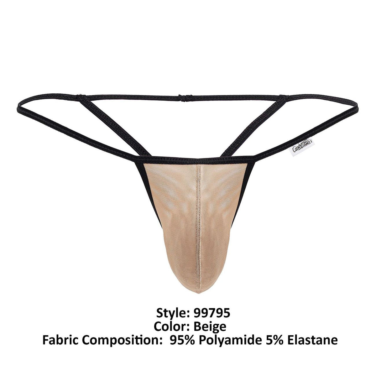 CandyMan Mesh G-String Thongs - Beige
