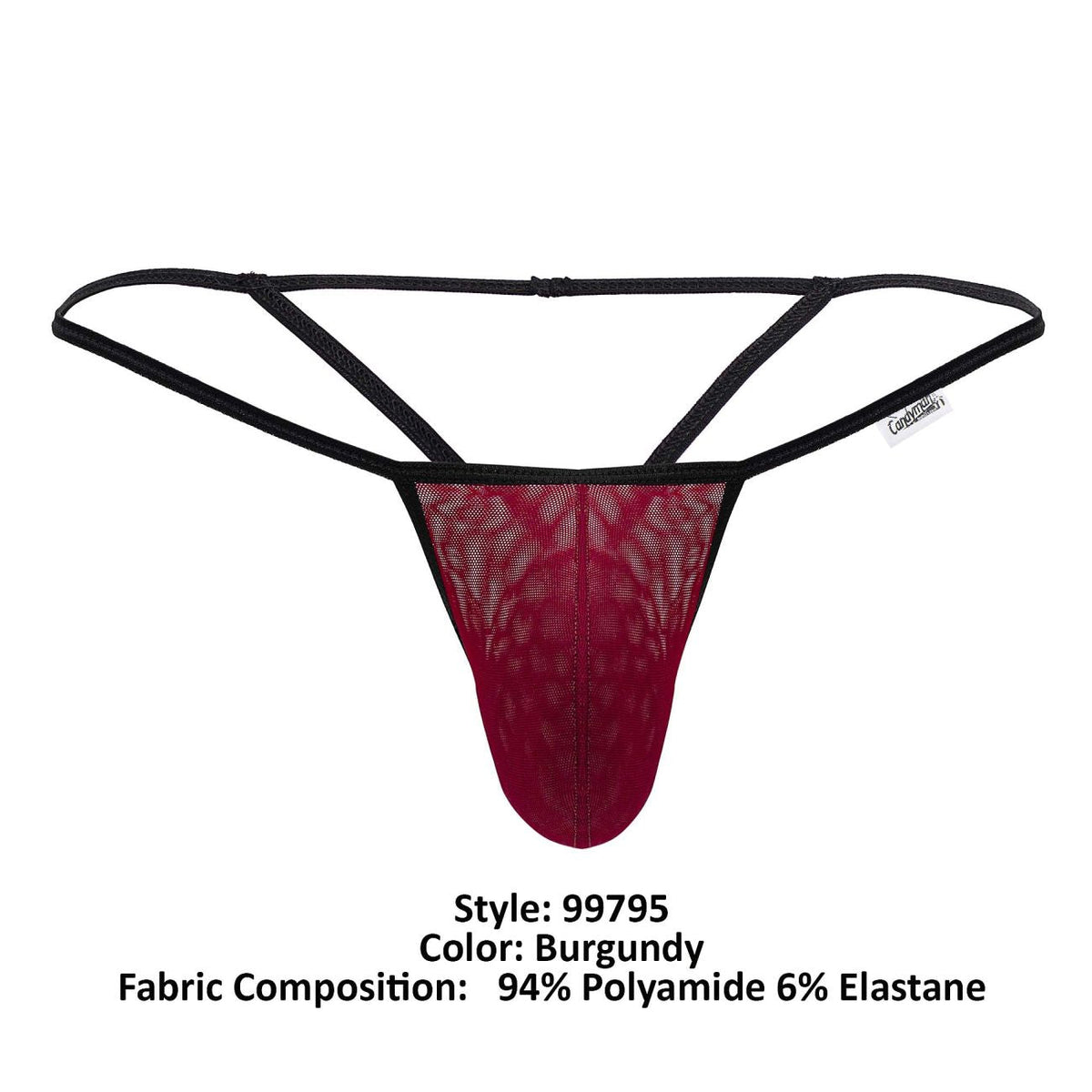 CandyMan Mesh G-String Thongs - Burgundy