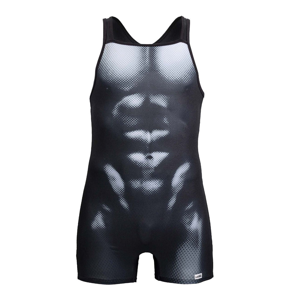 CandyMan Muscle Onesie Bodysuit - Black-White