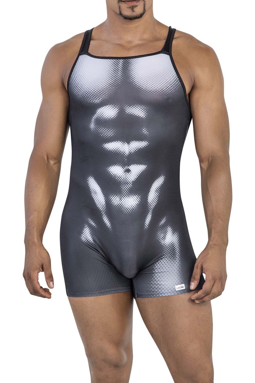 CandyMan Muscle Onesie Bodysuit - Black-White