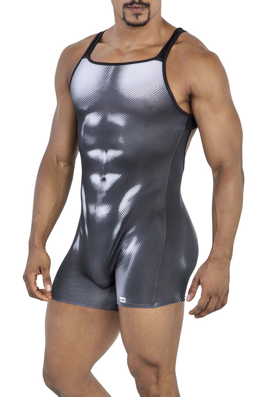 CandyMan Muscle Onesie Bodysuit - Black-White