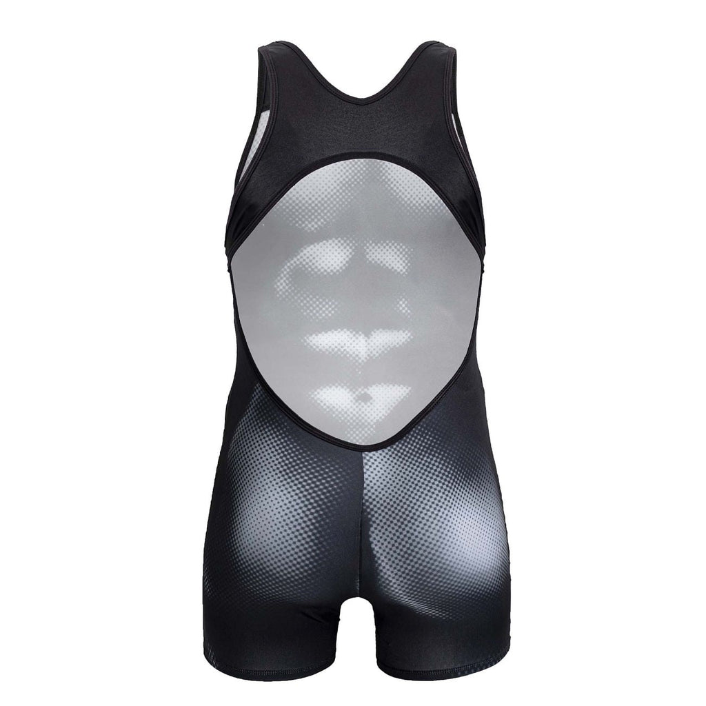 CandyMan Muscle Onesie Bodysuit - Black-White