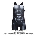 CandyMan Muscle Onesie Bodysuit - Black-White