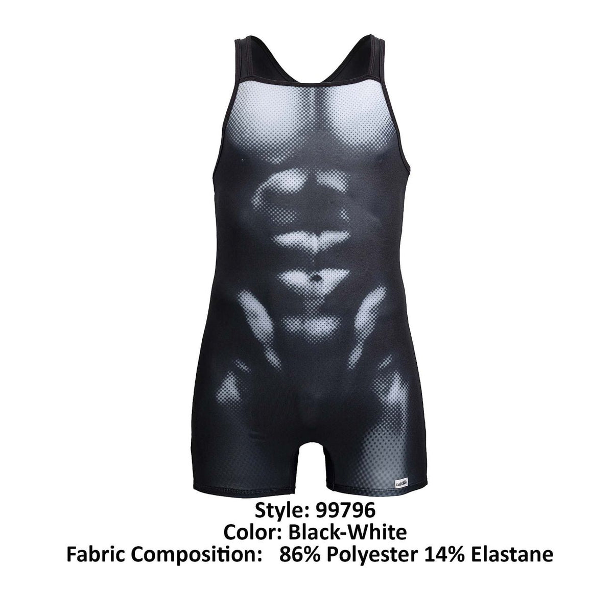 CandyMan Muscle Onesie Bodysuit - Black-White