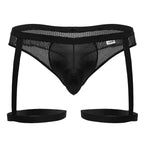 CandyMan Garter Mesh Thongs - Black