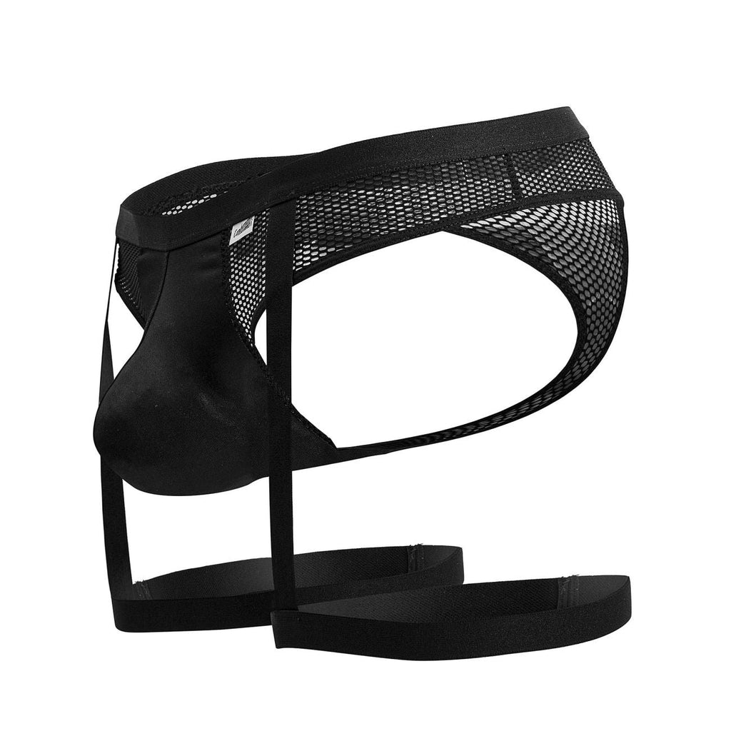 CandyMan Garter Mesh Thongs - Black