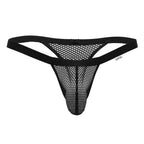CandyMan Ultra-Thin Waistband Mesh Thongs - Black