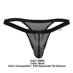 CandyMan Ultra-Thin Waistband Mesh Thongs - Black