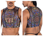 CandyMan Stained Glass Crop Top - Black-Print