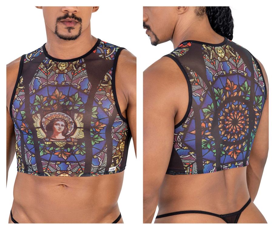 CandyMan Stained Glass Crop Top - Black-Print