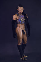 CandyMan Stained Glass Crop Top - Black-Print