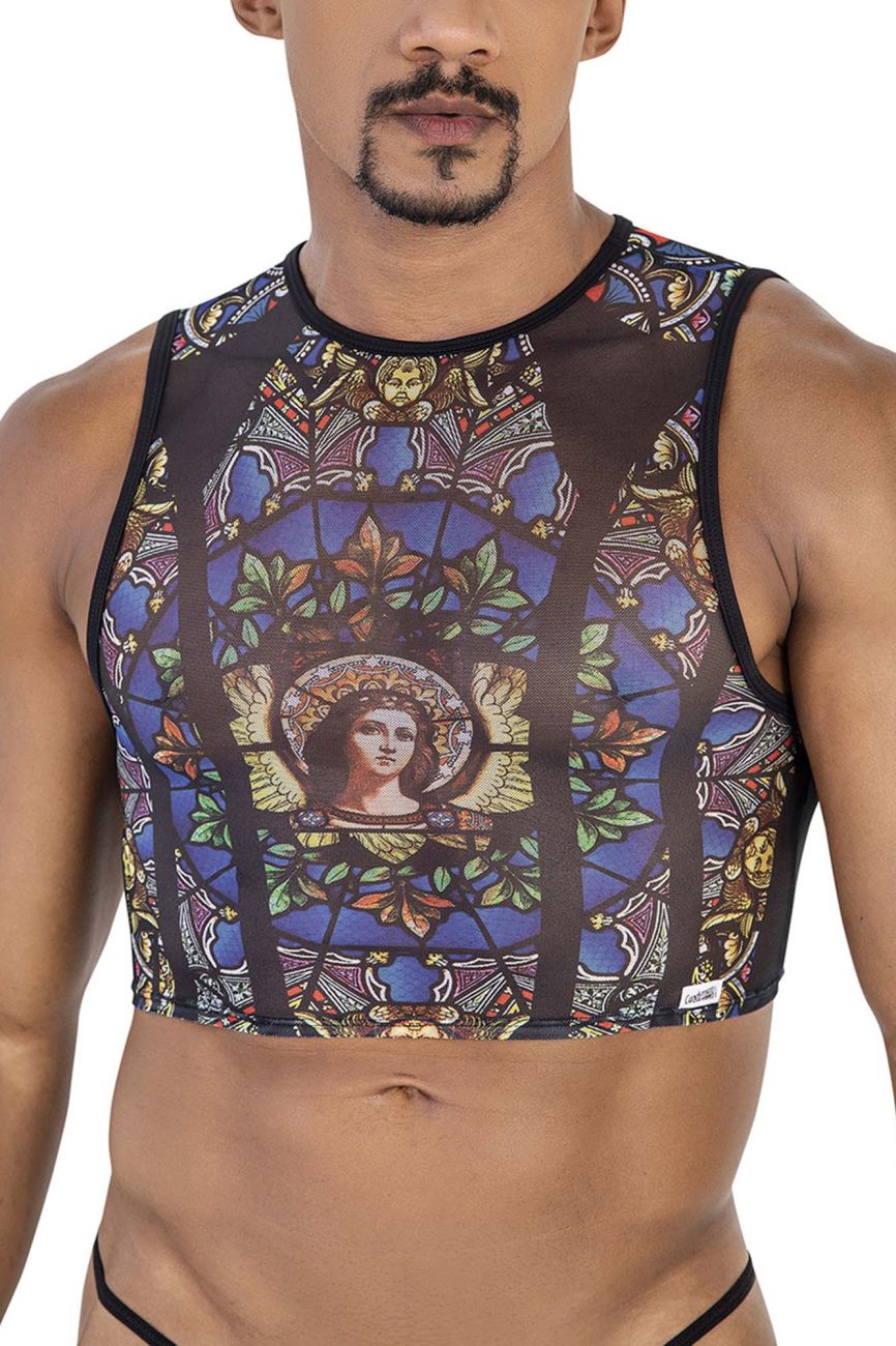 CandyMan Stained Glass Crop Top - Black-Print