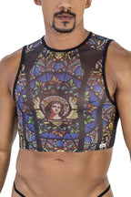 CandyMan Stained Glass Crop Top - Black-Print