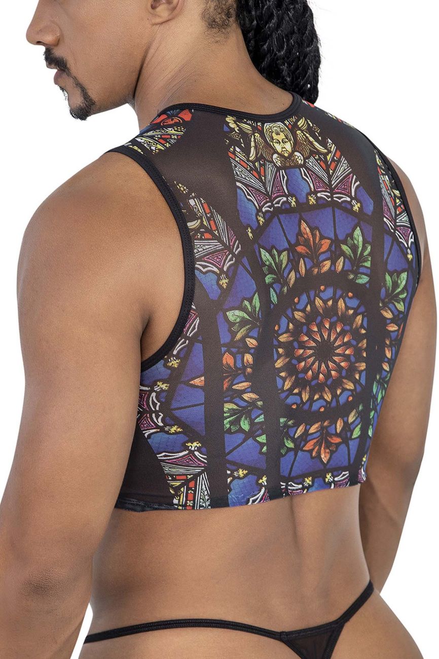 CandyMan Stained Glass Crop Top - Black-Print