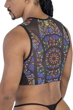CandyMan Stained Glass Crop Top - Black-Print