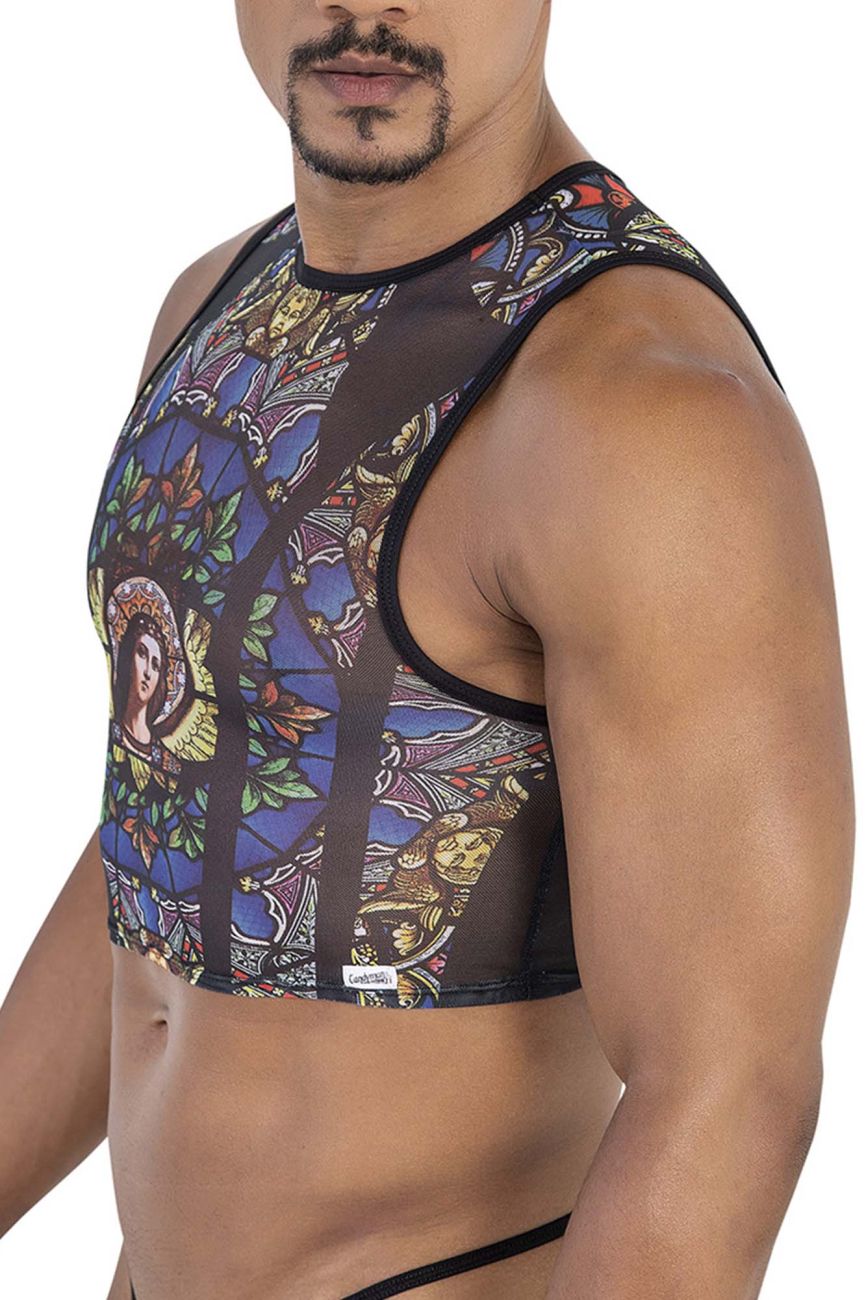 CandyMan Stained Glass Crop Top - Black-Print
