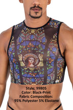 CandyMan Stained Glass Crop Top - Black-Print