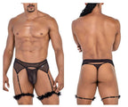 CandyMan Mesh Garter Outfit - Black