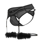 CandyMan Mesh Garter Outfit - Black