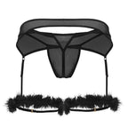 CandyMan Mesh Garter Outfit - Black