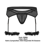 CandyMan Mesh Garter Outfit - Black