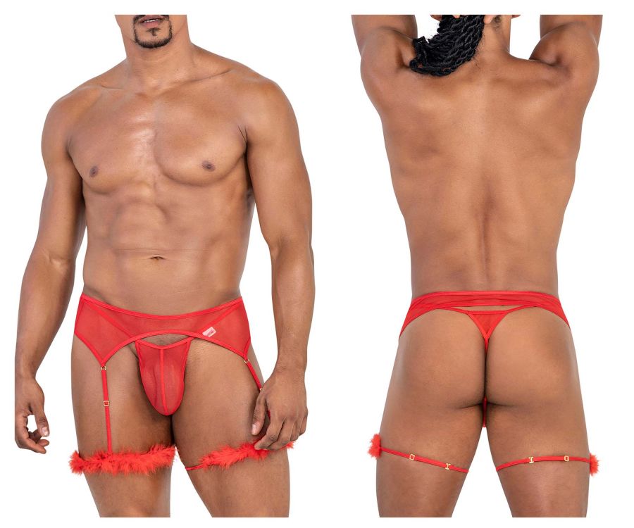 CandyMan Mesh Garter Outfit - Red