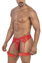 CandyMan Mesh Garter Outfit - Red