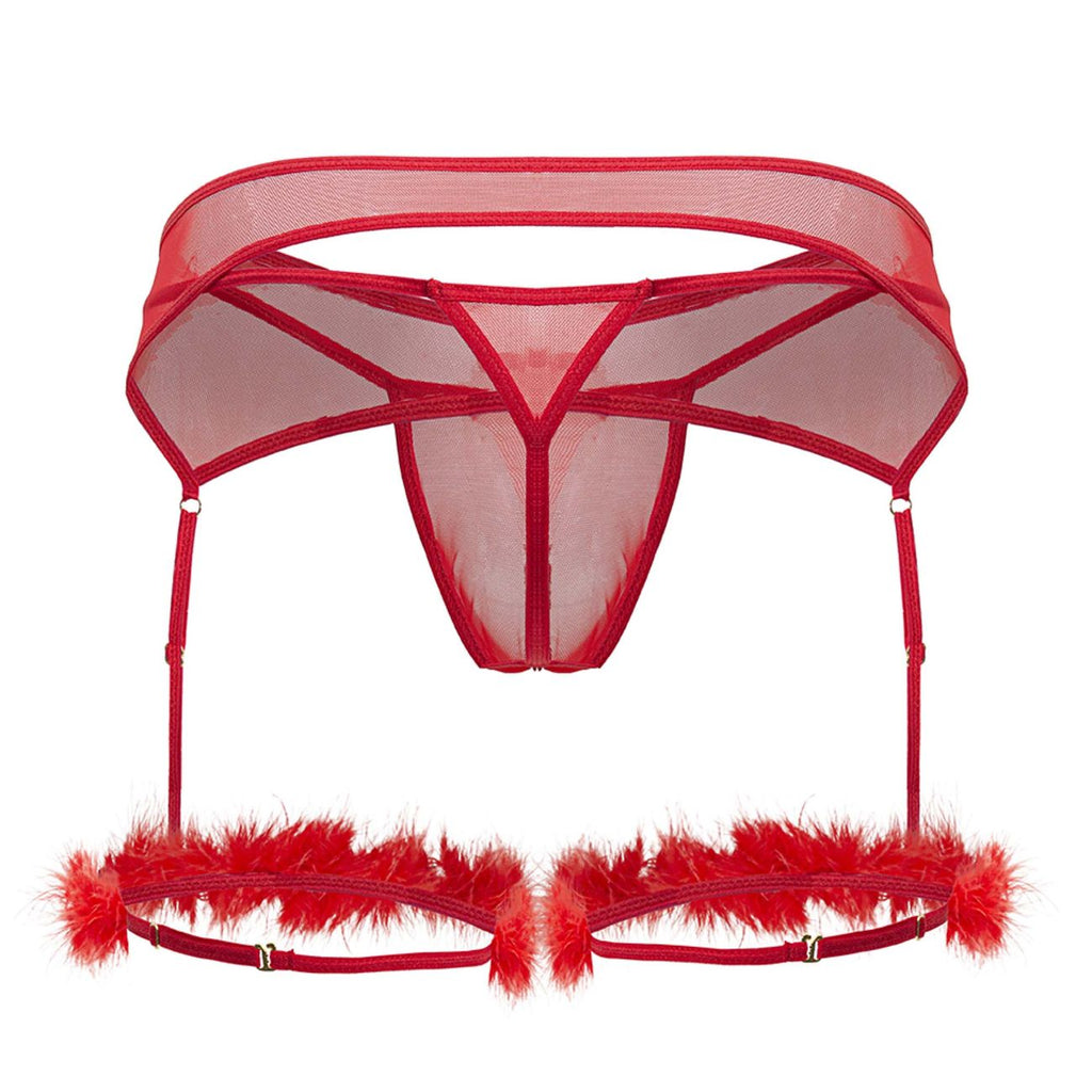 CandyMan Mesh Garter Outfit - Red