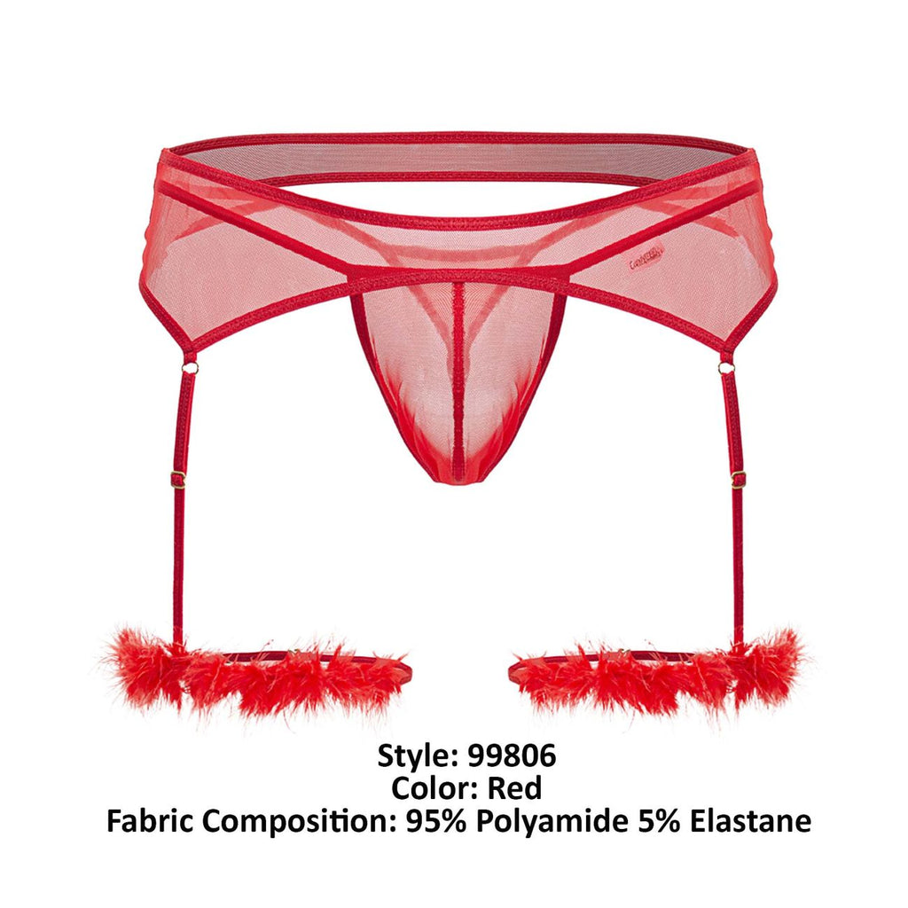 CandyMan Mesh Garter Outfit - Red