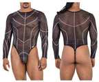 CandyMan Long Sleeve Mesh Bodysuit - Black