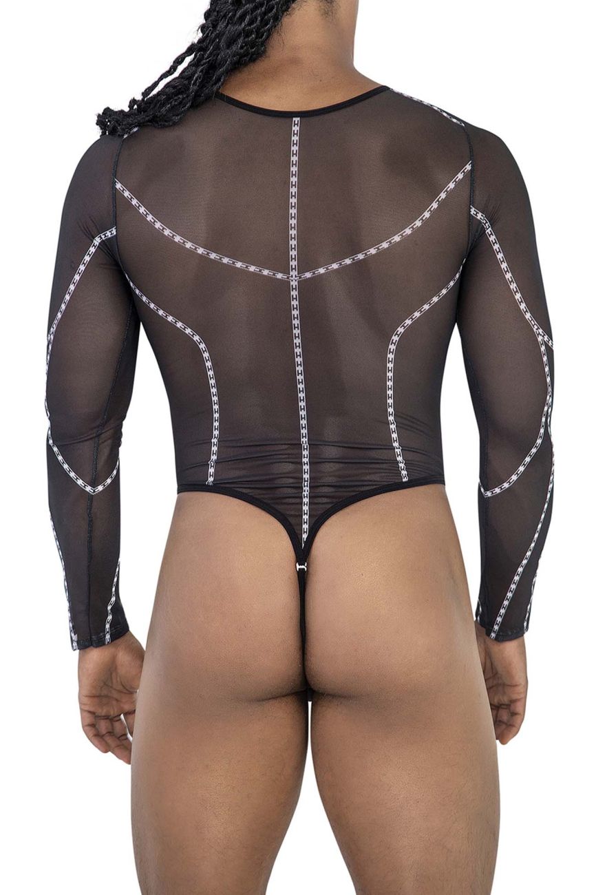 CandyMan Long Sleeve Mesh Bodysuit - Black