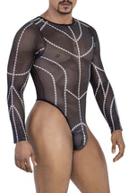 CandyMan Long Sleeve Mesh Bodysuit - Black
