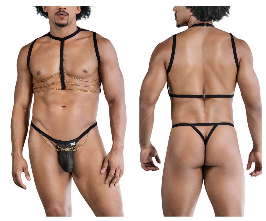 CandyMan Chain Harness Two Piece Outfit - Black