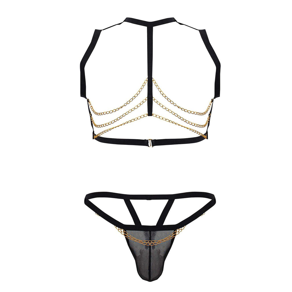 CandyMan Chain Harness Two Piece Outfit - Black
