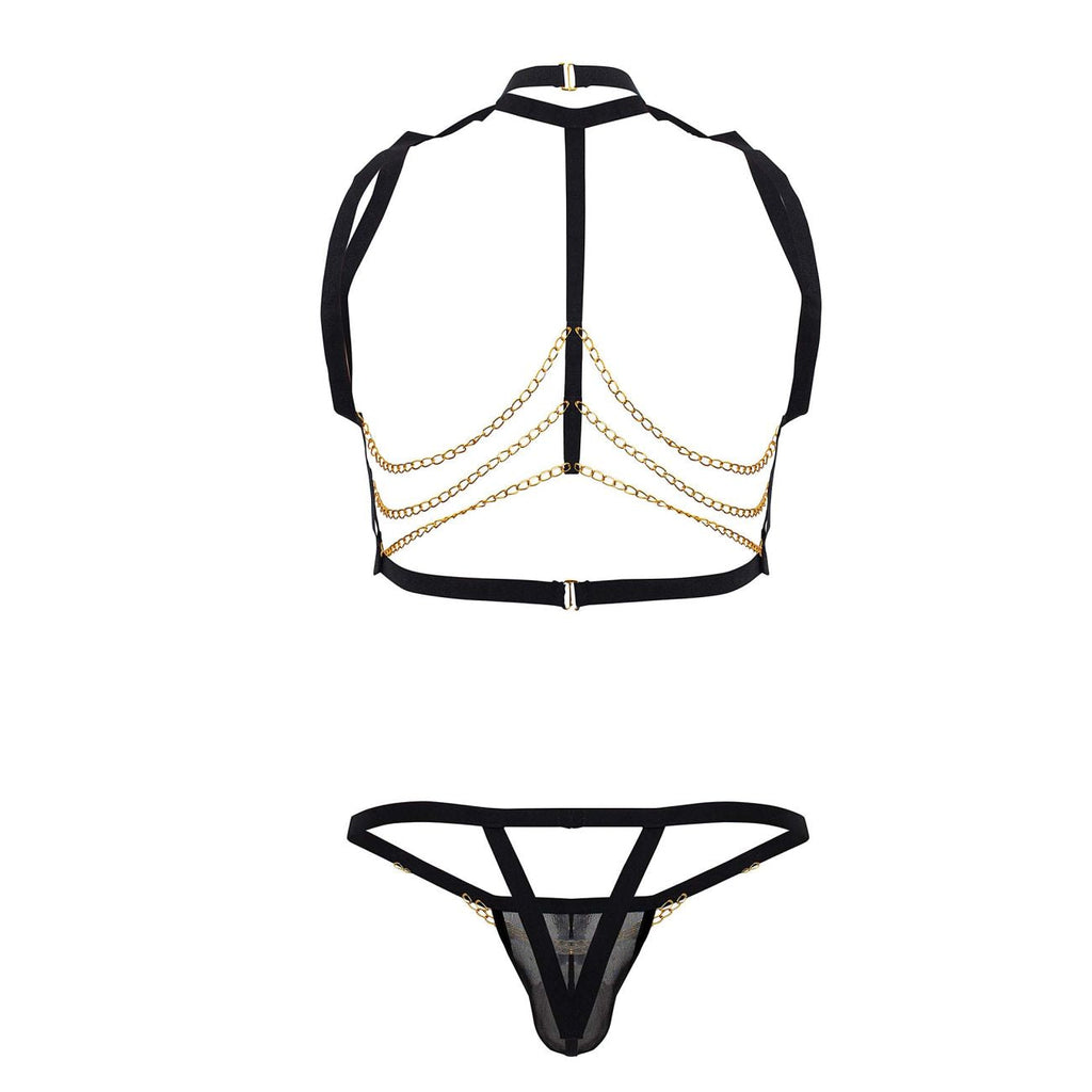 CandyMan Chain Harness Two Piece Outfit - Black