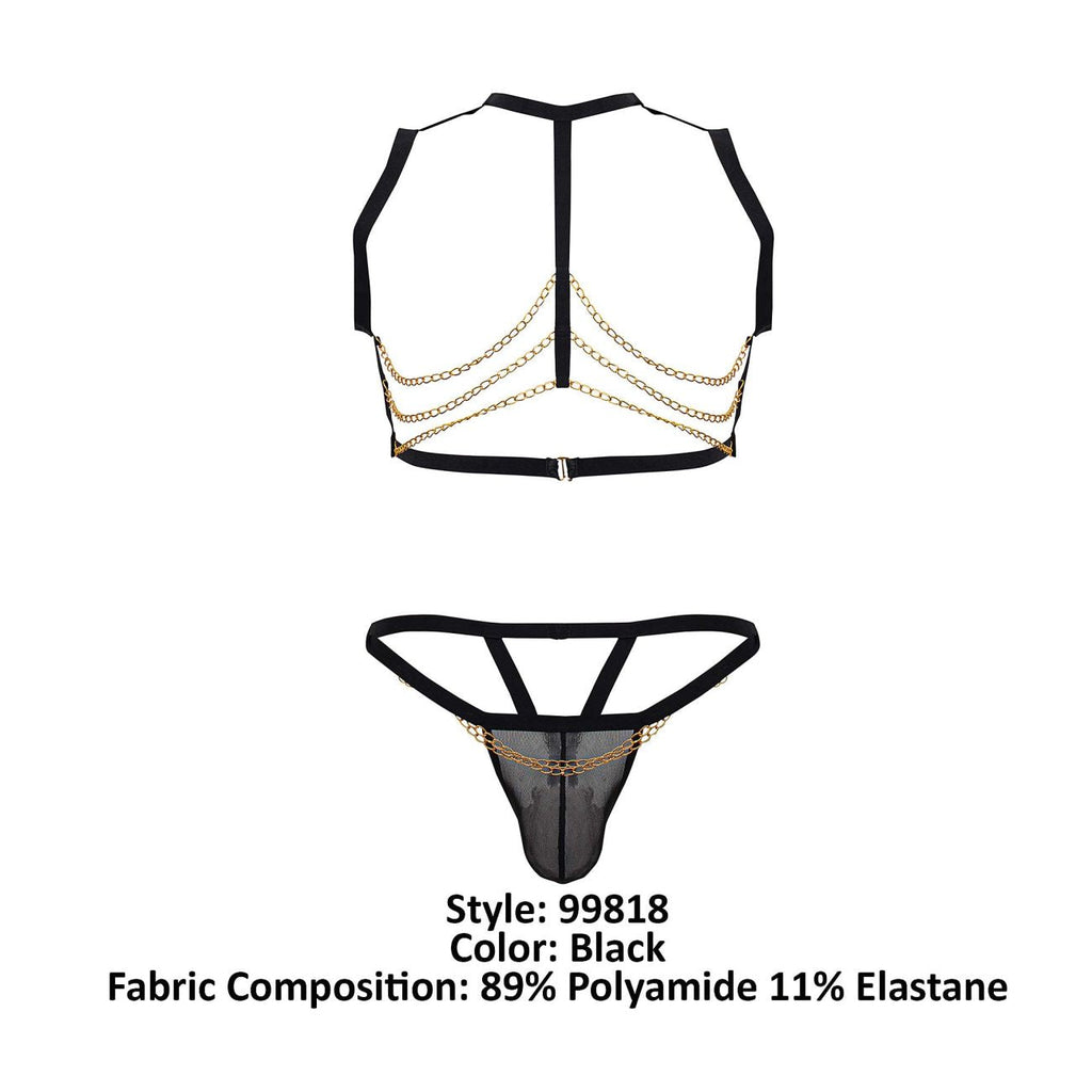 CandyMan Chain Harness Two Piece Outfit - Black