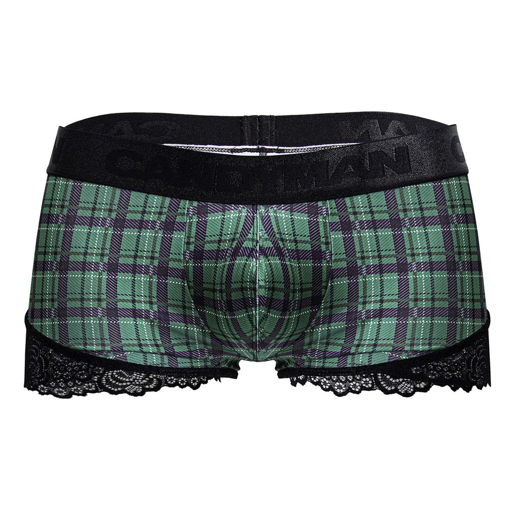CandyMan Back to School Trunks - Green Plaid