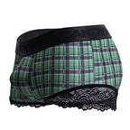 CandyMan Back to School Trunks - Green Plaid