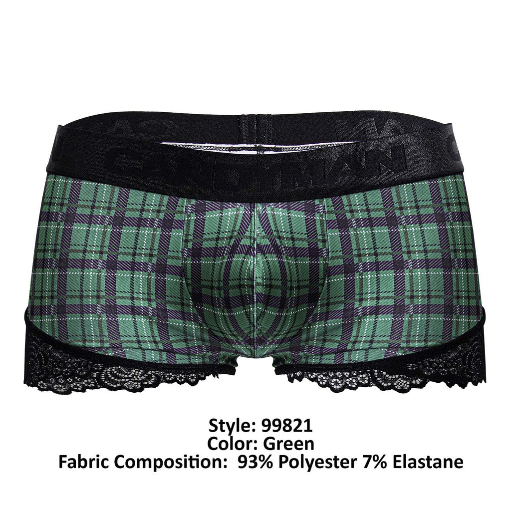 CandyMan Back to School Trunks - Green Plaid
