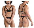 CandyMan Strappy Harness Two Piece Outfit - Black