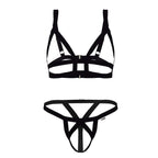 CandyMan Strappy Harness Two Piece Outfit - Black