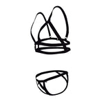 CandyMan Strappy Harness Two Piece Outfit - Black