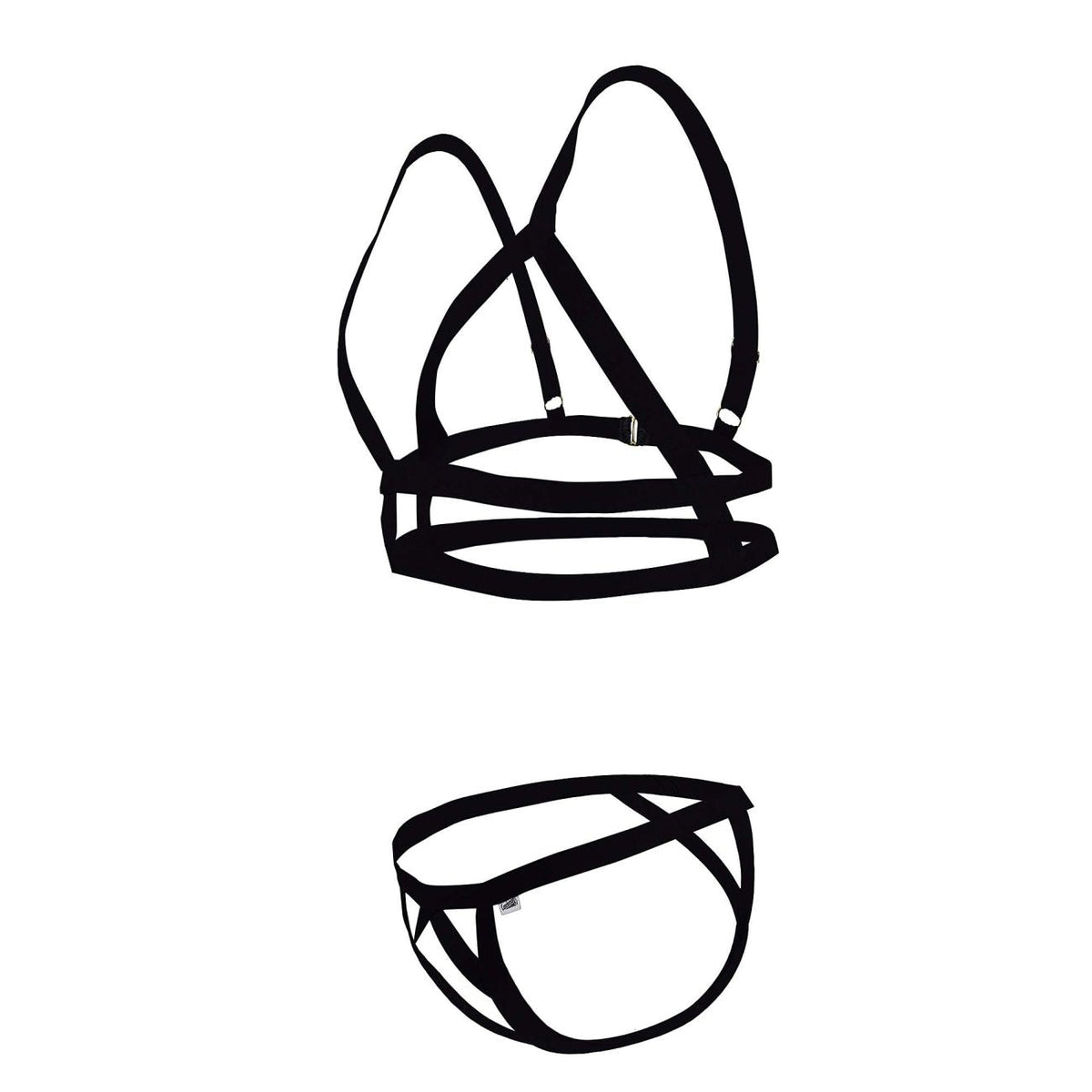 CandyMan Strappy Harness Two Piece Outfit - Black
