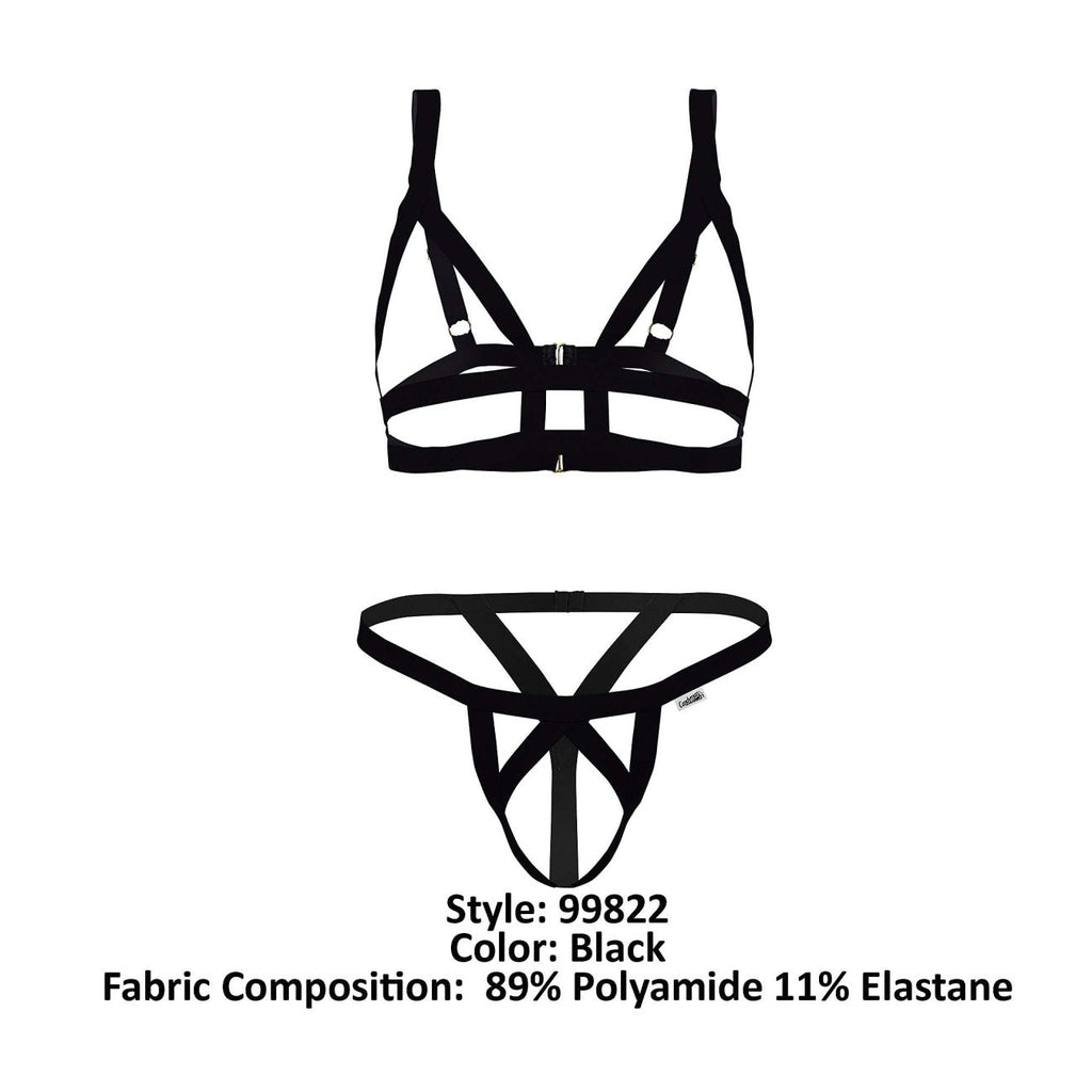 CandyMan Strappy Harness Two Piece Outfit - Black