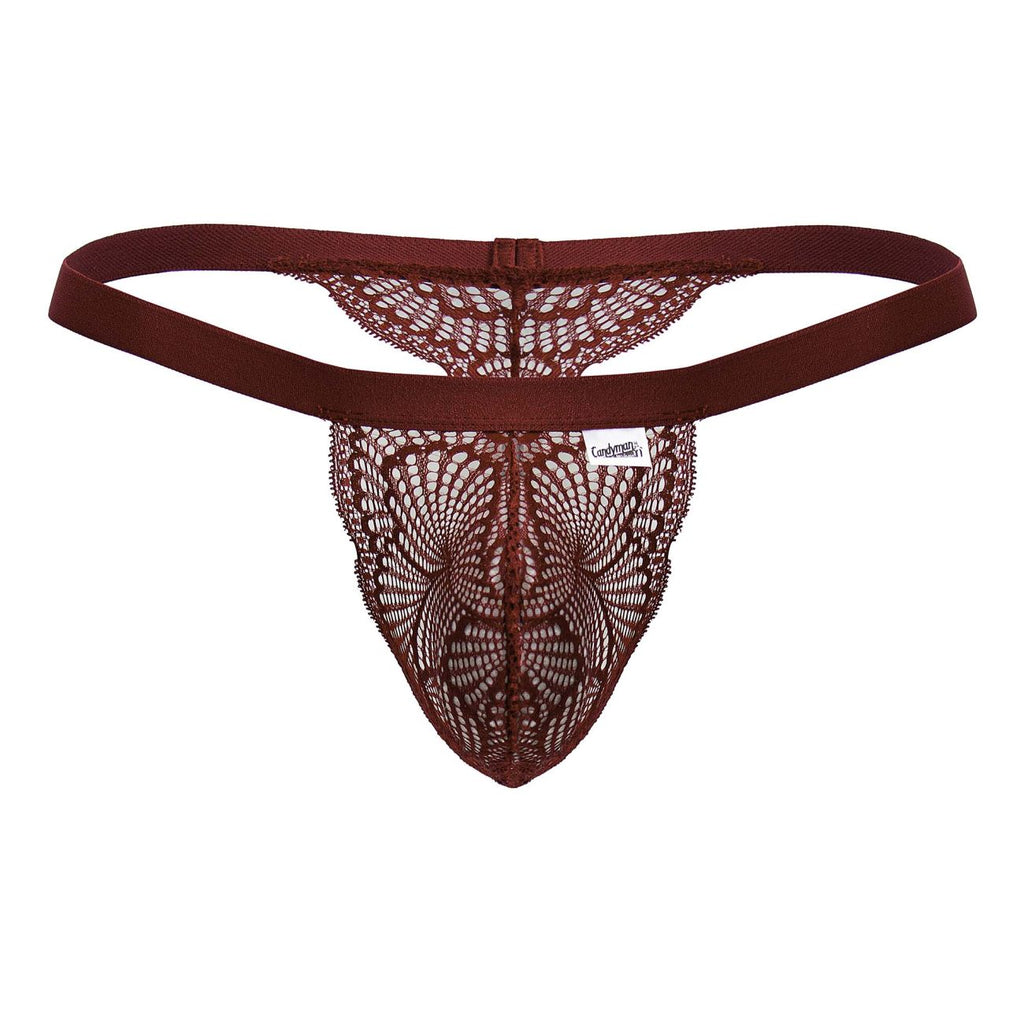 CandyMan Lace Thongs - Wine