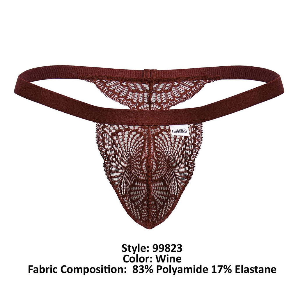 CandyMan Lace Thongs - Wine